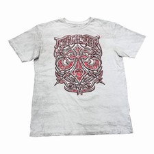 Affliction Live Fast Men's Graphic T-Shirt, Size XL, Rust/Tan Wash with Black Reverse-Print Scroll Design — listing 4