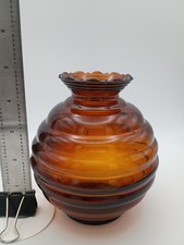 Vintage Amber Blown Glass Ruffled Rim Bowl — listing 3