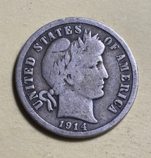 Barber Silver Dime (Liberty Head), 90% Silver, Heavily Circulated — listing 3