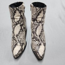 Snakeskin Print Block Heel Ankle Booties with Side Cutouts — listing 3