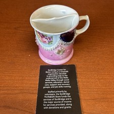 Antique Victorian Porcelain Twin-Handled Shaving Mug / Cache Cup with Pink Floral Transfer and Gold Gilt Handles — listing 3