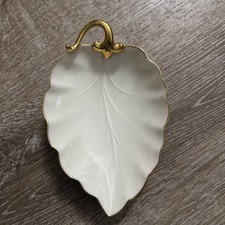 Lenox Ivory Porcelain Leaf-Shaped Dish with Gold Trim, listing 2