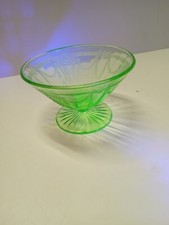 Uranium Green Depression Glass Sherbet/Bread Plate, Cameo 'Ballerina' Pattern, 6 inch — listing 6