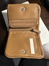 Fossil Tan Leather Flap Clutch Wallet with Key Plate Turnlock, listing 2