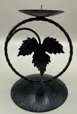 Vintage Wrought Iron Floral Leaf Candle Holder / Decorative Sculpture — listing 3