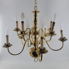 Antique Brass Chandelier Ceiling Fixture Spider / Crossbar Arm Support with Floral Bobeche Fittings — listing 3