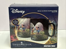Thomas Kinkade Disney Mickey & Minnie Sweetheart Bridge Morphing Mug