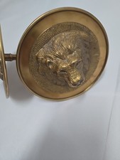 Vintage Ornate Cast Brass Curtain Tie-Back / Drapery Hook with Scrollwork and Leaf Cap — listing 2