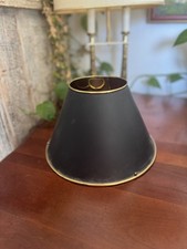 Tall Tole-Style Buffet Table Lamp with Red Empire Shade and Gilt Scroll Accents — listing 2