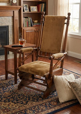 Antique Victorian Eastlake Carved Walnut Platform Rocking Chair with Floral Cut-Velvet Upholstery — listing 2