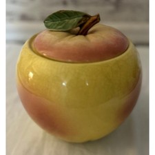 Vintage Figural Apple-Shaped Ceramic Covered Jar / Cookie Jar — listing 6