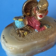 Signed Clown Figurine Holding Balloons on Onyx Marble Base Signature reads something else — listing 3