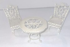Vintage Wicker/Rattan Dollhouse Furniture Set - Round Table and Chairs — listing 3