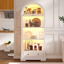 Antique Oak Curved Glass China Curio Cabinet with Claw Feet — listing 2
