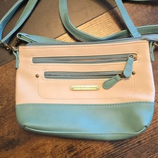 Stone Mountain Olive Green Leather Shoulder Bag with Brown Trim — listing 4