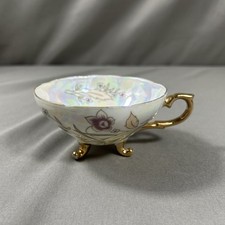 Vintage Lusterware Footed Tea Cup and Saucer, Gold Filigree Decoration, Made in Japan — listing 3