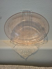 Pink Depression Glass 8.5 inch Dinner Plate with Etched Floral Wreath Border — listing 3