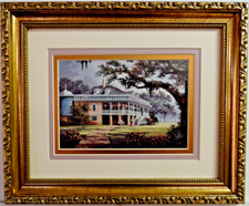 Antebellum Southern Plantation Gathering Scene, Framed Panoramic Print — listing 2