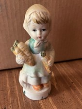 White Porcelain Figurine of Girl Feeding Fawn/Deer with Flowers — listing 2