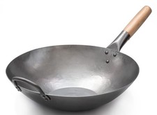 Hand-Hammered Carbon Steel Round-Bottom Wok with Riveted Side Handles — listing 4