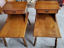 Vintage Maple Two-Tier Step End Table Mid-Century Colonial Style — listing 2