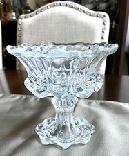 Vintage Clear Bubble/Thumbprint Glass Pedestal Compote / Cake Stand — listing 6