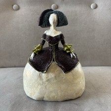 Menina Figurine Sculpture on Natural Stone Base, Meninas de Velázquez Style