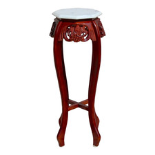 Pair of Vintage 1940s Mahogany Marble-Top Side Tables with Single Drawer, Hepplewhite/Regency Style — listing 6