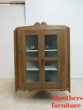 Antique Oak Two-Piece Hutch Cabinet with Glass-Door China Top and Cupboard Base — listing 5
