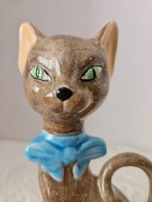 Vintage Ceramic Recumbent Siamese Cat Figurine with Blue Glass Eyes — listing 6