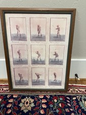 Framed Vintage-Style Golf Swing Sequence Print, 9-Panel Illustration in Ornate Gilt Frame — listing 4
