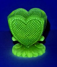Boyd's Crystal Art Glass Miniature Emerald Green Handled Urn Vase