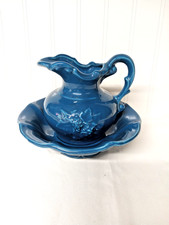 McCoy Pottery White Pitcher and Wash Basin Set with Embroidered Serpentine Design — listing 4