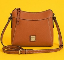 Dooney & Bourke All-Weather Leather Tan Crossbody Purse (7" x 6") — listing 3