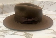 Royal Blue Wide-Brim Felt Fedora Hat, Size 57 (US 7 1/8) — listing 5