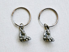Nazca Lines Spiral Monkey Silver-Tone Dangle Earrings — listing 2