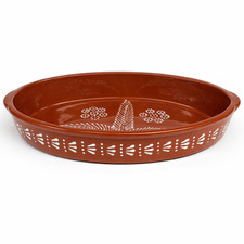 Hand-Painted Terracotta Redware Vase with Diamond and Scallop Motif — listing 6