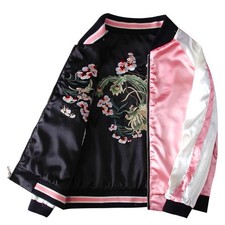 Cotton Silk Heavily Embroidered Floral Bomber Jacket, Women's XL — listing 4