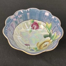 Noritake Lusterware Two-Handled Serving Bowl, Peach Luster with Black Rim and Floral Cartouches — listing 6