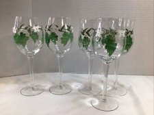 Hand-Painted Swirl-Design Stemmed Wine Glasses (Thrift Store Lot) — listing 5