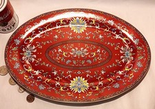 Chinese Oval Serving Tray with Horses and Riders Calligraphy Decoration — listing 4
