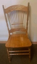 Antique Oak Pressed-Back Side Chair with Caned Seat — listing 6