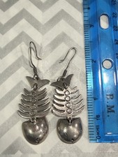 Taxco Sterling Silver Modernist Dangle Earrings with Geometric Dot Pattern — listing 6
