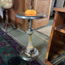 smoking stand ashtray Antique Art Deco Floor Standing Smoking Ashtray Stand with Wood Tray — listing 2