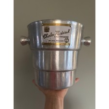Cast Aluminum Champagne Chiller / Ice Bucket with Embossed Grapevine Motif and Ring Handles, listing 2