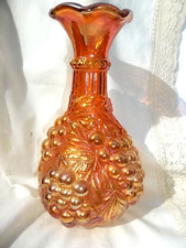 Iridescent Carnival Glass Vase with Grape and Leaf Motif — listing 3