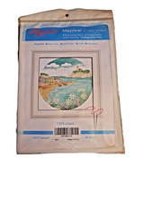 Set of 3 Framed Nautical Cross-Stitch Needlework Pictures (Sand Dollar, Conch Shell, Seahorse) — listing 6