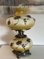 Vintage Gone With The Wind Pink Hand-Painted Hurricane Table Lamp 26in — listing 5