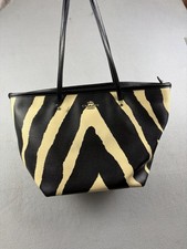 Coach Zebra Print Pink & Cream Canvas Tote Bag with Tan Leather Trim — listing 3