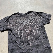 Affliction Live Fast Men's Graphic T-Shirt, Size XL, Rust/Tan Wash with Black Reverse-Print Scroll Design — listing 2